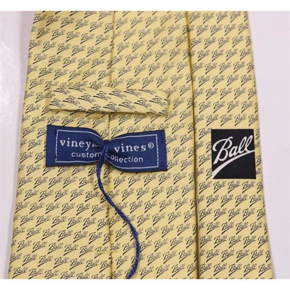 Vinevard Vines x Ball Corporation Logo Yellow Silk Necktie Tie New NWT - Picture 5 of 6